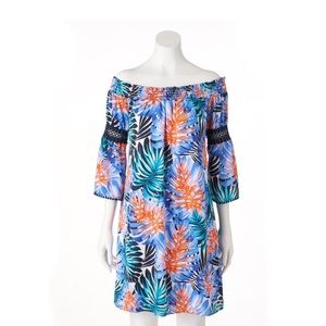 JLO paradise Off Shoulder smocked Dress med NWT